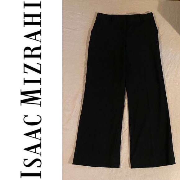 ISAAC MIZRAHI mid rise wide leg black trousers - Picture 2 of 6